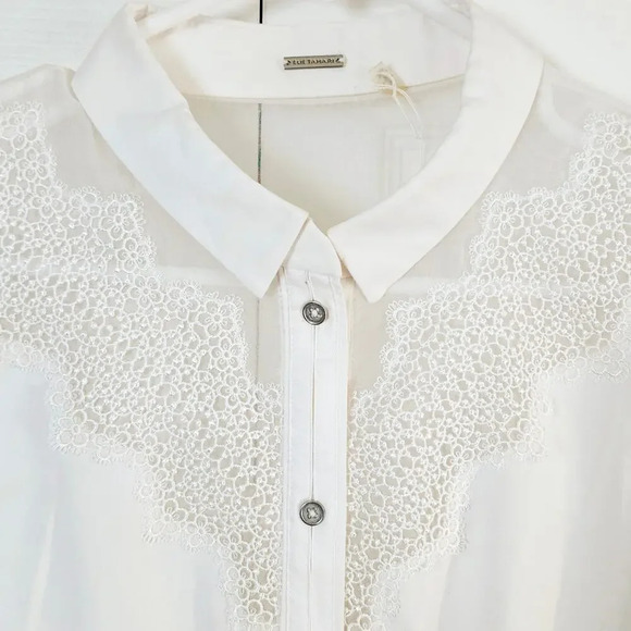 Elie Tahari NWOT Women's Lace Embroidery Button Down Blouse Small‎ Sheer Silk - Picture 3 of 15